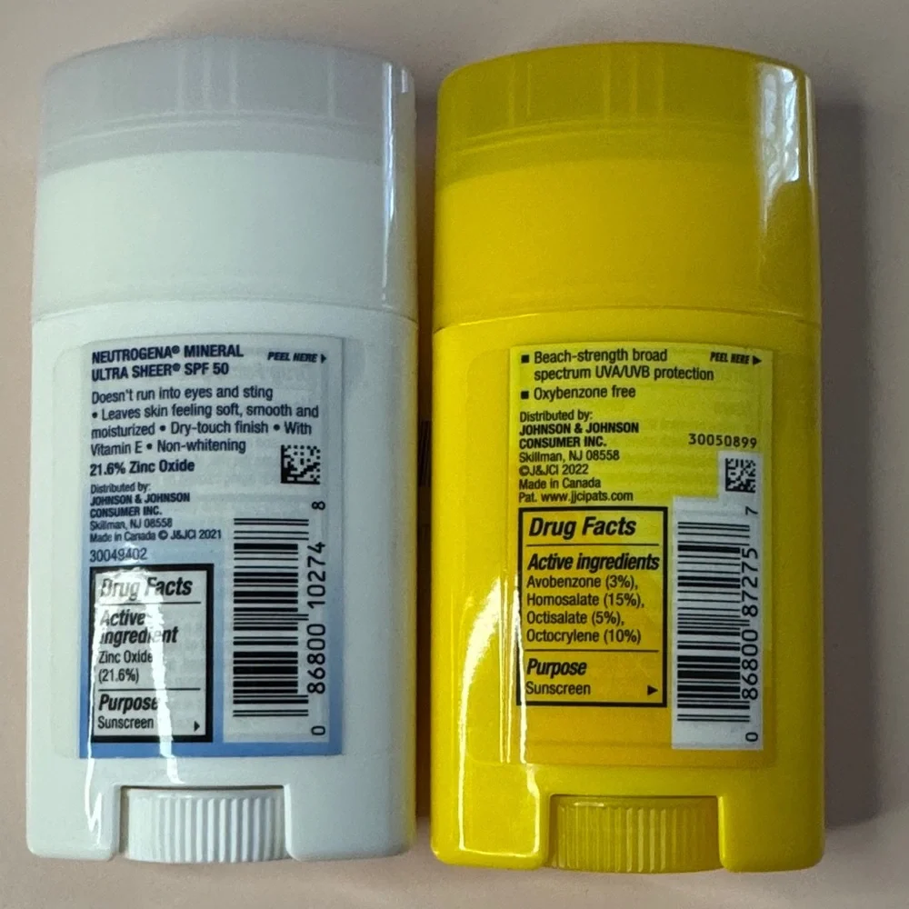 Neutrogena Mineral and Beach Defense Sunscreen Sticks - White and Yellow